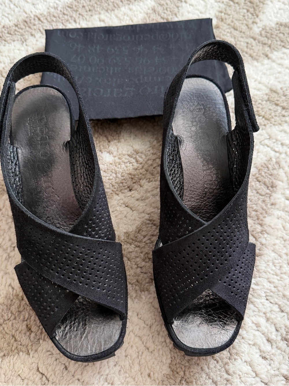 Pedro Garcia FRIGG Wedge Perforated Slingback Sandals Size EU37.5(US7.5)